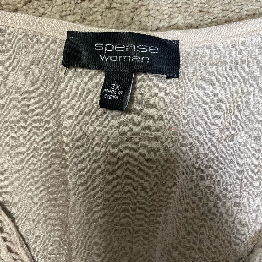 Spense Lightweight Crochet Detail Button Down Top Size 3X - Picture 2 of 4
